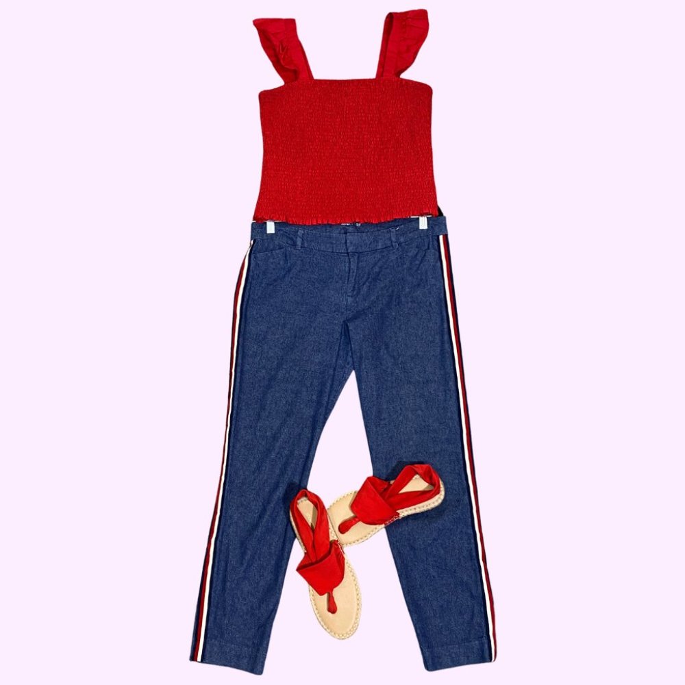 Old Navy Women's Denim-look w/Stripes Spandex-blend Pixie Ankle Pants - Size 8